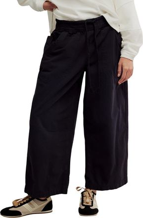 Free People Easy Peasy Wide Leg Drawstring Pants in Black at Nordstrom, Size X-Small