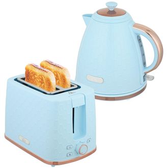 HOMCOM Kettle and Toaster Set 1.7L Kettle & 2 Slice Toaster Set - - Blue | TJ Hughes