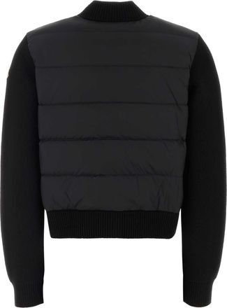 Moncler Stretch Wool Blend Cardigan - Black