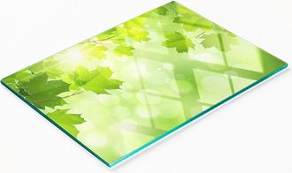 OEM Tabla De Servir De Cristal Para Cocina Con Estampado De Hojas De Casta&ntilde;o, 80x52 Cm