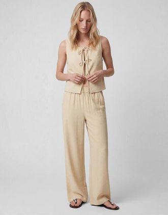 Koton Sleeveless Tie Front Top in Beige at Nordstrom, Size 10
