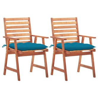 vidaXL Sillas Comedor De Jard&iacute;n 2 Uds Madera Maciza Acacia Y Cojines Vidaxl
