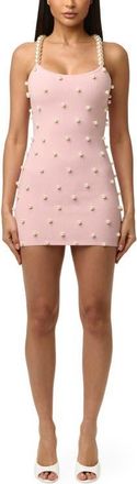 Naked Wardrobe Faux Pearl Body-Con Minidress in Cotton Candy at Nordstrom, Size X-Large