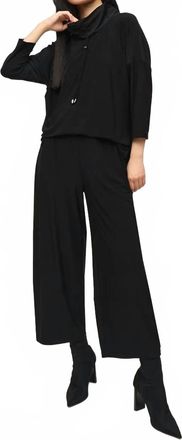 Joseph Ribkoff Silky Knit Cropped Jumpsuit In Black