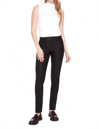 UP Slip-On Slim Fit Flare 31 Pants In Black Leopard
