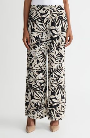 Kasper Pull-On Wide Leg Pants in Black Multi at Nordstrom, Size X-Large