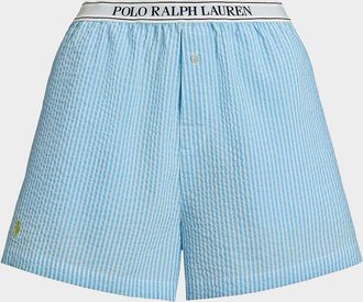 Polo Ralph Lauren Seersucker Logo-Waistband Boxer Shorts