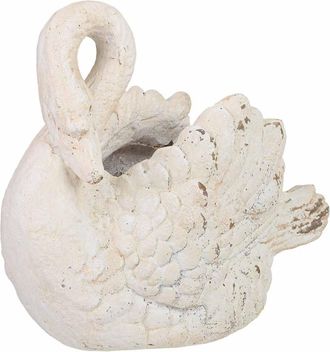 Wanderlust Deco Macetero De Cisne De Resina Blanco 44x22x34 Cm