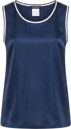 Max Mara Pan Tank - Dames - Tops zonder mouwen - Blauw - S - Satijn - Tops