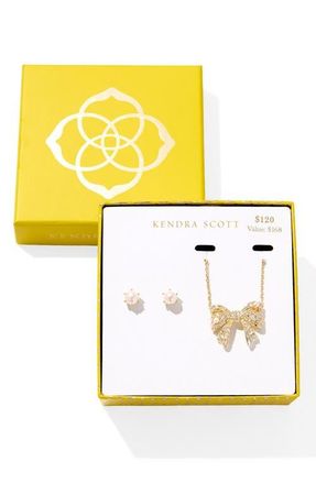 Kendra Scott Krista Bow & Ashton Gift Set in Gold White Mix at Nordstrom