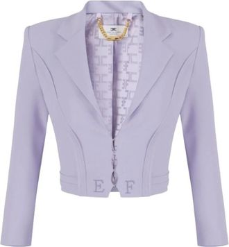 Elisabetta Franchi Double-layer Stretch Crepe Jacket - Dames - Blazers - Paars - L - Polyester - Jassen