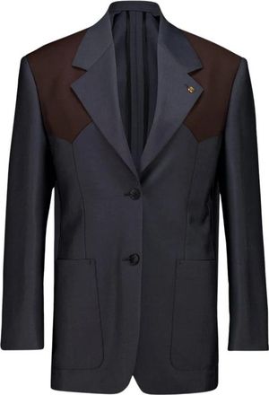 Versace Wol-mohair Blazer - Dames - Blazers - Grijs - XS - Wol - Jassen