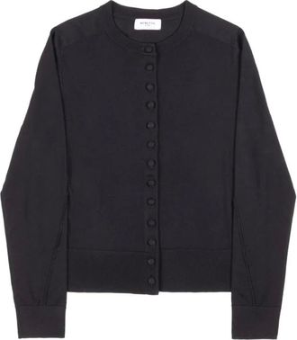 Nenette Truien & Vesten, Dames, Zwart, XL, Wol, Cardigan met Koreaanse kraag