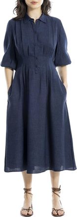 Max Studio 3/4 Sleeve Front Pleat Midi Dress