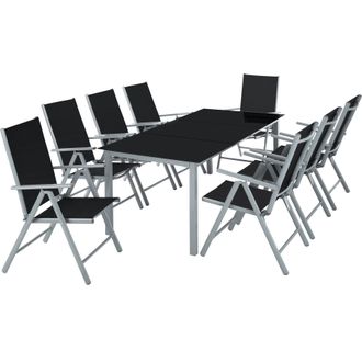 TecTake Aluminum Seating Set 8+1 in Silver | Size: XL