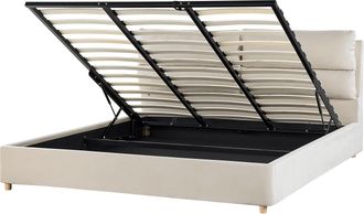 Beliani Beliani - Cama Con Somier De Terciopelo Beige Claro 180 X 200 Cm Almacenaje Batilly