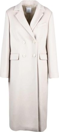 Eleventy Beige Double-Breasted Long Wool Coat With Tailored Silhouette