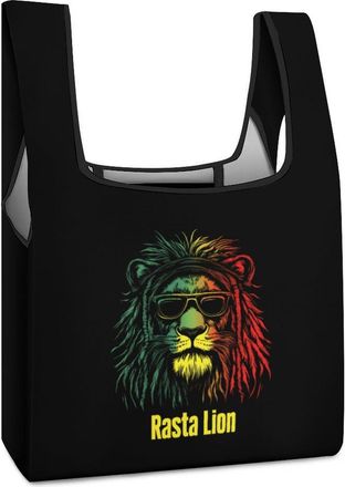Generic Rasta Lion Reusable Shopping Bags Lightweight Foldable Grocery Bag Polyester Washable Tote Bag