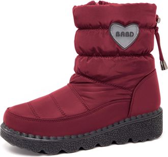 Generic Womens Thermal Winter Boots Waterproof Insulated Mid-Calf Boots With Plush Faux Fur Snow Booties For Cold Weather Outdoor(Rosso,4.5 UK)