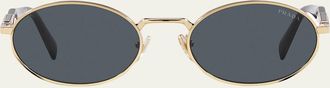 Prada Engraved Logo Metal & Plastic Oval Sunglasses