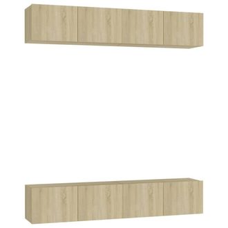Berkfield Home TV Cabinets 4 pcs Sonoma Oak 80x30x30 cm Engineered Wood in Light Tan | Size: 80 x 30 x 30 cm