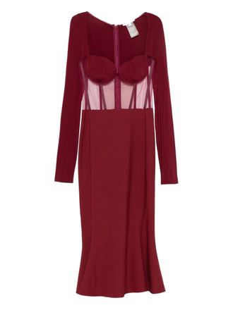 Nensi Dojaka Midi-jurk met mesh vlak - Rood