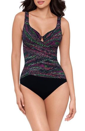 Miraclesuit Light Show Escape Underwire One-Piece Swimsuit in Black/Multi at Nordstrom, Size 10