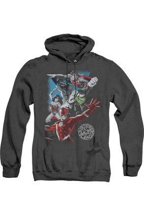 Gildan Justice League of America Galactic Attack Adult Heather Hoodie / Hooded Sweatshirt