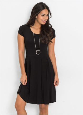 Bonprix Jerseykleid BONPRIX Jerseykleid aus Viskose-Mix, Damen, Gr. 40, N-Gr, schwarz, Obermaterial: 95% Viskose, 5% Elasthan, ausgestellt, Kleider Jerseyklei