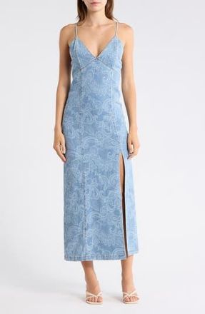 Alice & Olivia Juliette Denim Slipdress in Laser Paisley at Nordstrom Rack, Size 14
