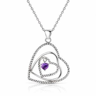 Gold & Honey Womens Multi Heart Pendant Necklace In Silver