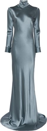Michelle Mason long sleeve silk gown - women - Silk - 10 - Blue
