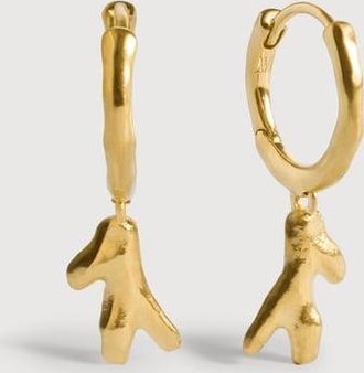 Monica Vinader Gold Fragments Coral Huggie Earrings