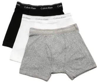 Calvin Klein Mens Cotton Classic Fit 3-Pack Boxer Brief In Black/ White