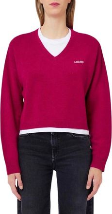 Liu Jo V-hals Gebreide Kleding - Dames - V-hals truien - Rood - S - Wol - Truien & Vesten