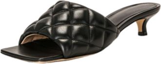 Generic Womens Square Open Toe Mules Kitten Heels Slip On Summer Sandals Low Heeled Sandals Dress Party Slides,Black,7 UK