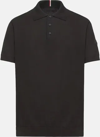 Moncler Mens Knitted Polo Shirt Black - Size: 42