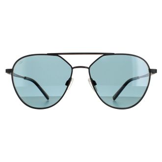 Serengeti Eyewear Aviator Matte Black Saturn Polarized Petrol Blue Odell