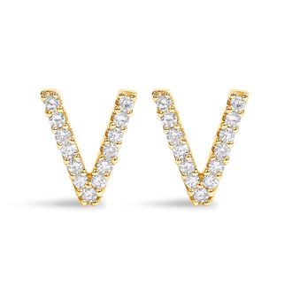 House of Brilliance 10K Gold 1/10 Cttw Diamond Initial A to Z Stud Earring