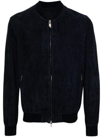 Salvatore Santoro zip-up suede bomber jacket - Blue