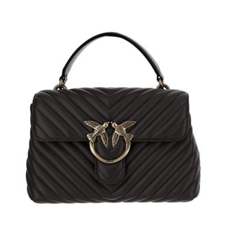 Pinko Dark Brown Love Lady Puff Big Quilted Leather Shoulder Bag