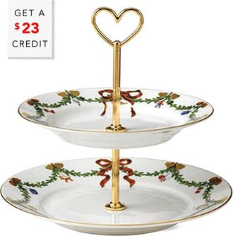 ROYAL COPENHAGEN Star Fluted Christmas 2-Tier Etagerewith $23 Credit