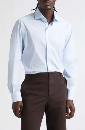 Isaia Stretch Cotton Button-Up Shirt in Light Blue at Nordstrom, Size 41