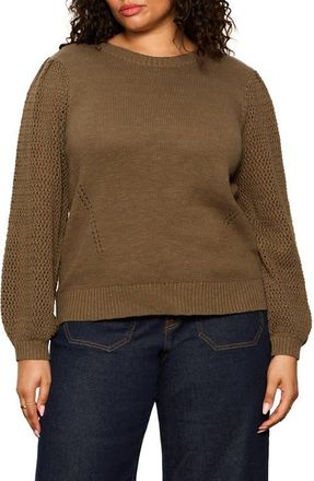 Sanctuary Rosie Mixed Stitch Sweater in Kalamata Green at Nordstrom, Size 2X