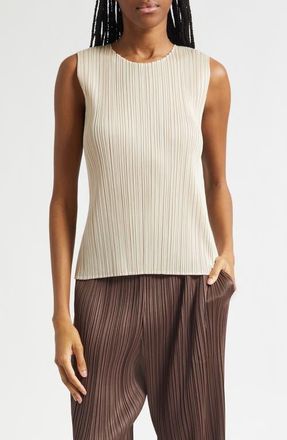 Issey Miyake Monthly Colors May Pleated Sleeveless Top in Sand Beige at Nordstrom, Size 5