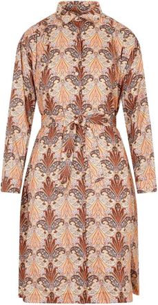 Etro Bruine Overhemdjurk met Print - Dames - Shirt Kleedjes - Veelkleurig - XS - Wol - Kleedjes