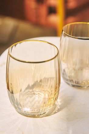 Anthropologie Waterfall Stemless Wine Glasses, Set of 4