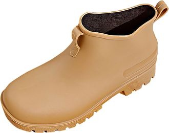 Generic Wellies Women Couples Low Cut Fashion Short Tube Chelsea Waterproof Rubber Rain Boots Ladies Waterproof Short Ankle Rain Boots(Khaki, 4.5)