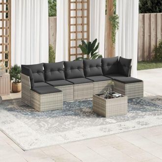vidaXL Vidaxl - Set De Sof&aacute;s De Jard&iacute;n 8 Pzas Y Cojines Rat&aacute;n Sint&eacute;tico Gris