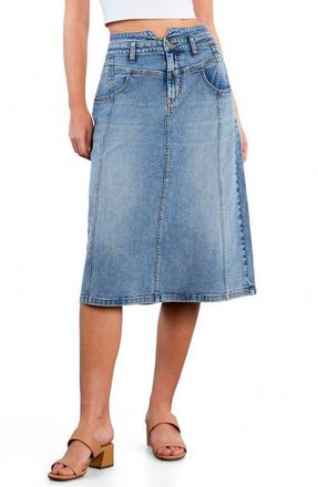 Wash Lab Denim Penelope Denim Midi Skirt in Relaxed Blue at Nordstrom, Size 30